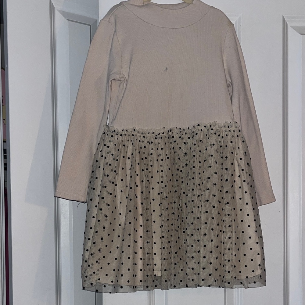 GAP Cream and Black Polka Dot Kids Dress Girls 5T